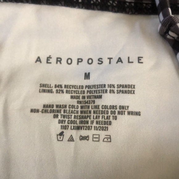 Aeropostal Black and White Checked One Piece Peek-a-boo Swimsuit - Picture 3 of 8